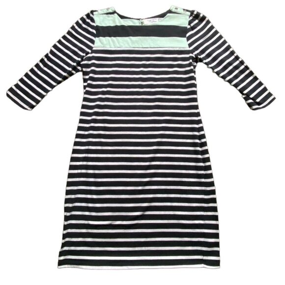 Allison Brittney Petite Dresses & Skirts - Allison Brittney Petite Womens Striped 3/4 Sleeve Dress-Size Petite Small-GUC